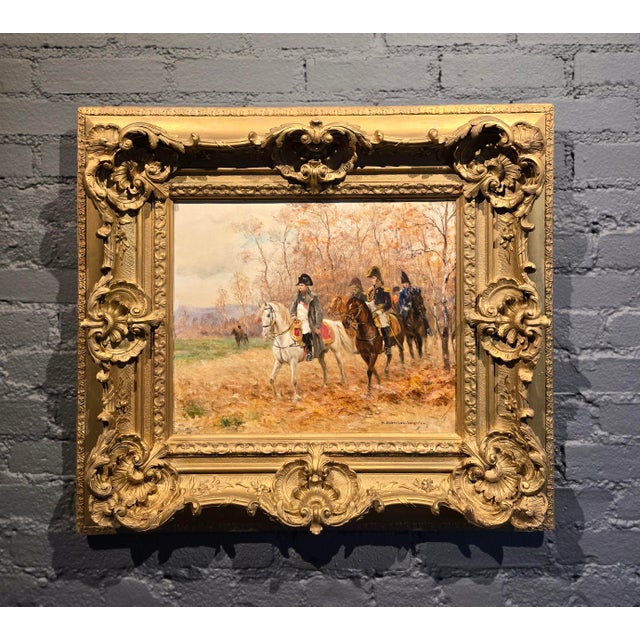 French Raymond Desvarreux-Larpenteur -Napoleon on Horseback Accompanied by His Officers-Oil Painting For Sale - Image 3 of 11