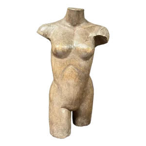 Large Carved Solid Wood Female Female Torso Sculpture Late 19th Century