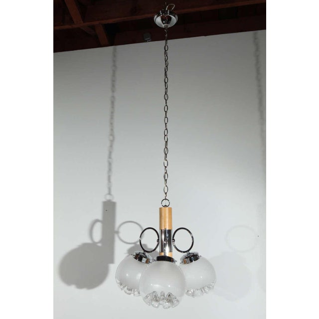 1970's Wood, Chrome & Glass Italian Fixture - 2 For Sale - Image 10 of 10