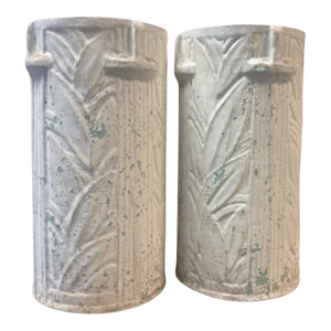 Maine Coastal Cottage Style Whitewashed Deco Vases Umbrella Stands McCoy Pottery - Pair