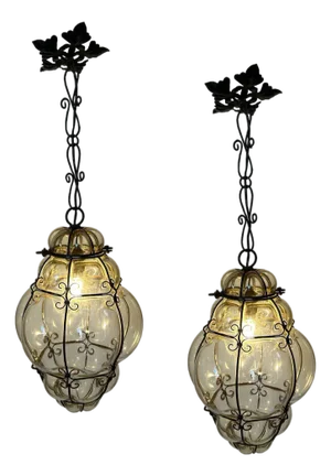 Venetian Magic Murano Pendants, 1980s, Set of 2