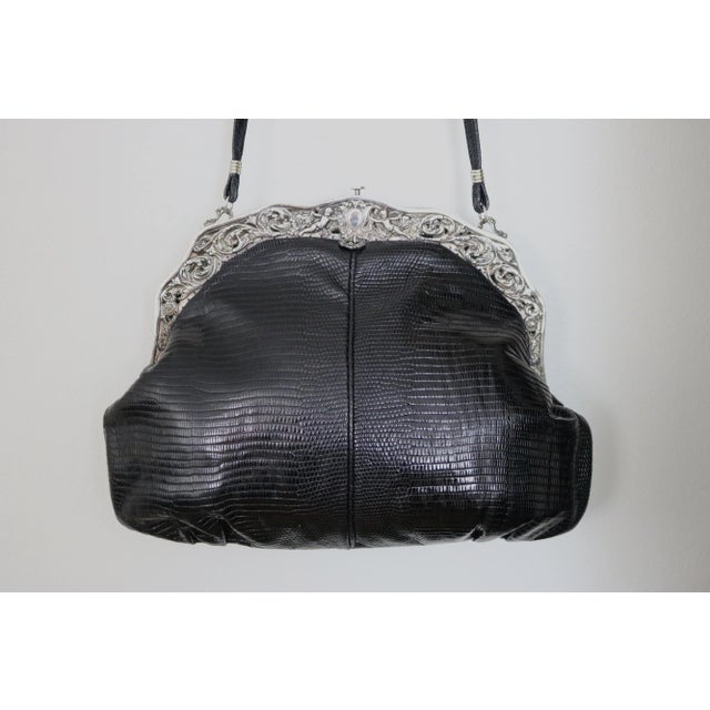 Antique 1905 Gorham Sterling Silver Cherub Frame Lizard Skin Artisan Handbag For Sale In West Palm - Image 6 of 12