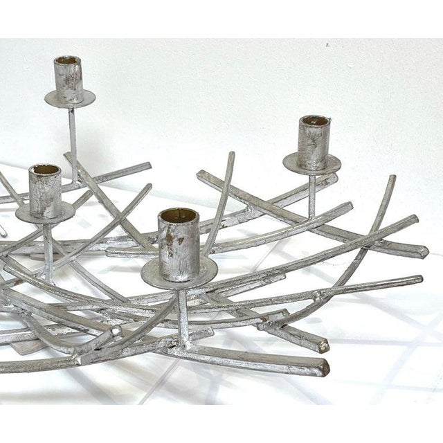 Metal Late 20th Century 12 Light French Modern Kinetic Silvered Metal Candelabra Centerpiece For Sale - Image 7 of 12
