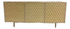 Three Door Credenza, Custom Lacquered With Brass Detail