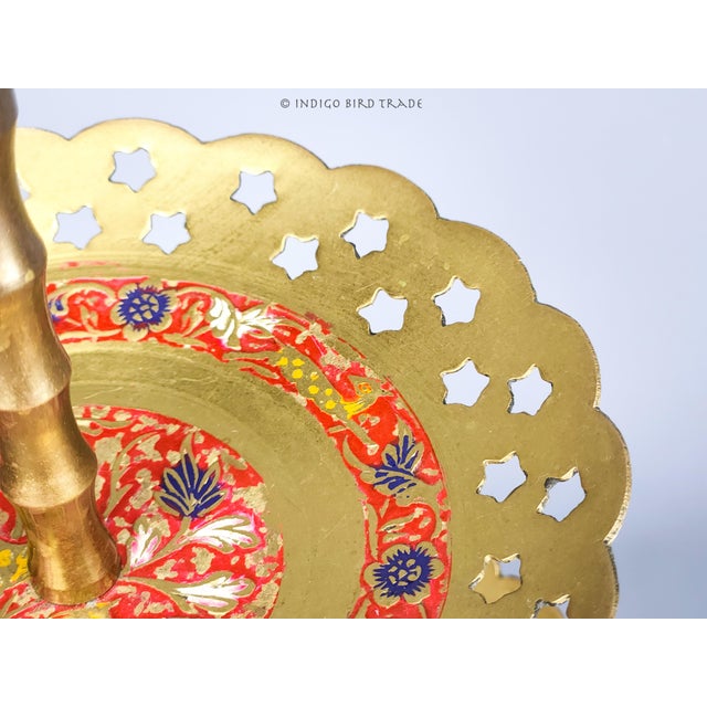 Mid 20th Century Vintage Brass 3 Tier Serving or Display Tray Stand With Heart Shaped Handle For Sale - Image 5 of 6