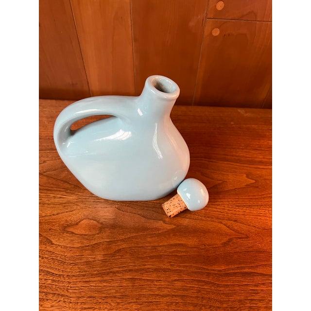 Arts & Crafts Vintage Light Aqua Glazed Stoneware Wine Jug For Sale - Image 3 of 7