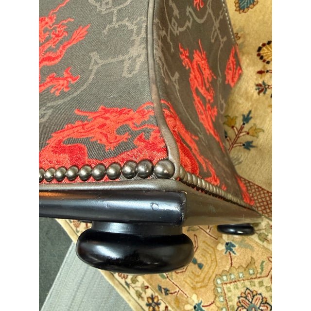 Luxury Chinoiserie Dragon Print Ottoman For Sale - Image 12 of 12