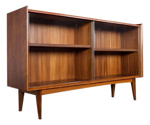 Walnut and Teak Slim Sliding Door Sideboard from Morris of Glasgow, 1960s