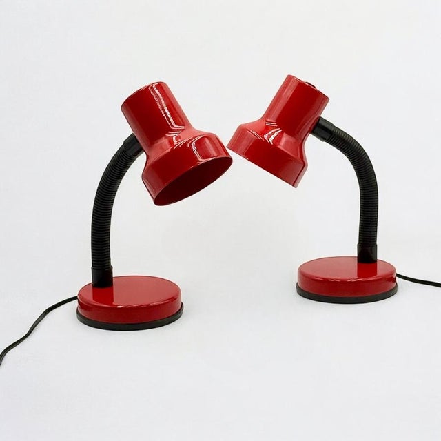 Adjustable Table Lamps in Red by Brama Milano, Italy, 1980s, Set of 2 For Sale - Image 11 of 11