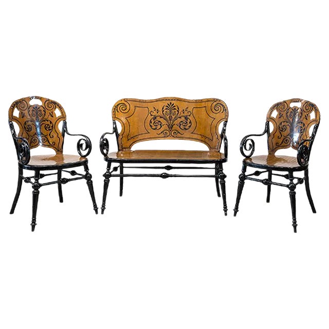 Antique Tresillo Living Room Set, Set of 3 For Sale