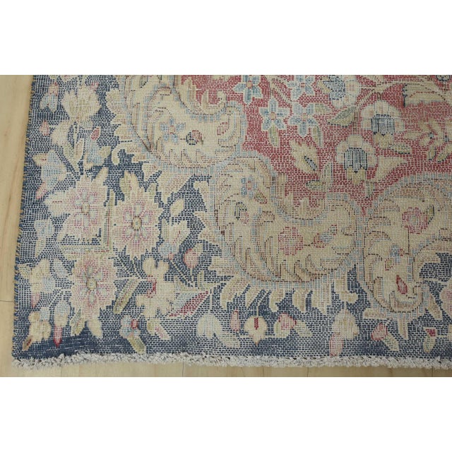 Kerman Rug 9’7” X 13’10” Blue Wool Vintage Distressed Hand-Knotted Carpet For Sale - Image 12 of 15