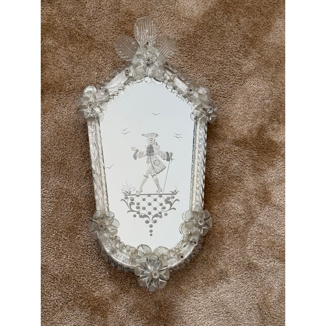 Venetian Mirrors in Murano Glass Deco and Candleholders, Italy, 1940s, Set of 2 For Sale - Image 11 of 14