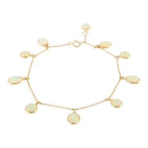 Everloving Opal Charm Stackable Chain Bracelet in Solid 18k Yellow Gold