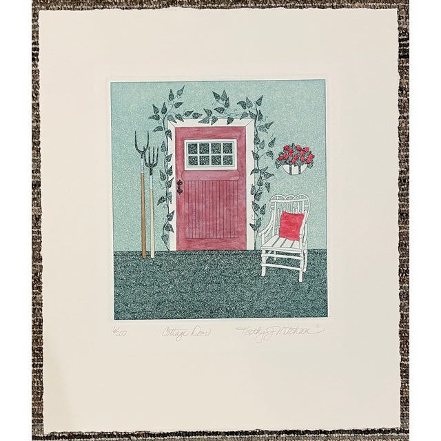 1980s Kathy Johnson Mitcham Cottage Door Color Etching For Sale - Image 4 of 5
