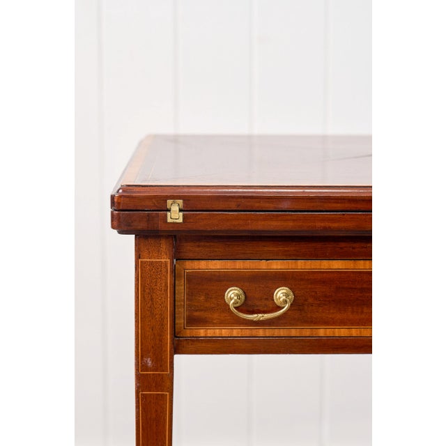 1910s Edwardian Mahogany Envelope Card Table For Sale - Image 16 of 18