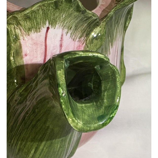 Vintage Majolica Cabbage Ceramic Tea Pot With Lid Made in Italy For Sale - Image 15 of 17