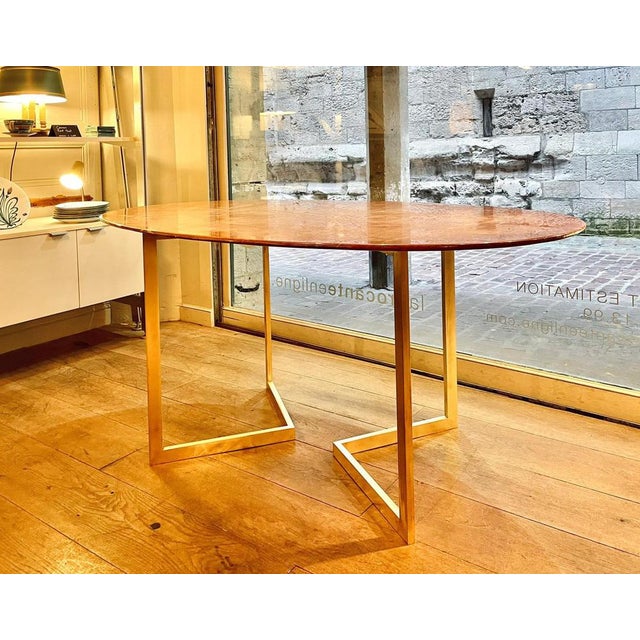 Stone Oval Table in Red Alicante Marble, 1970s For Sale - Image 7 of 8