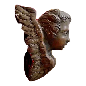 18thc Italian Renaissance Bronze Cherub Bust Sculpture Against Dore/ Velvet Frame