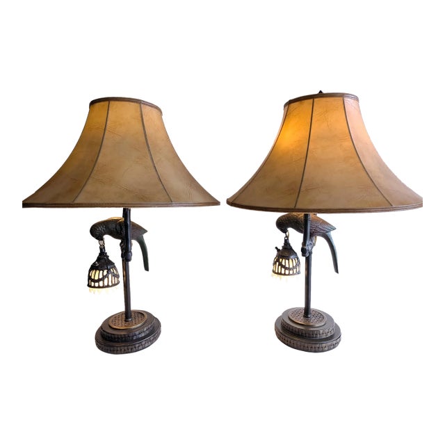 1990s Frederick Cooper Parrot Lamps - a Pair For Sale