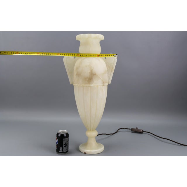 Neoclassical Style Alabaster Amphora-Shaped Table Lamp, 1930s For Sale - Image 18 of 18