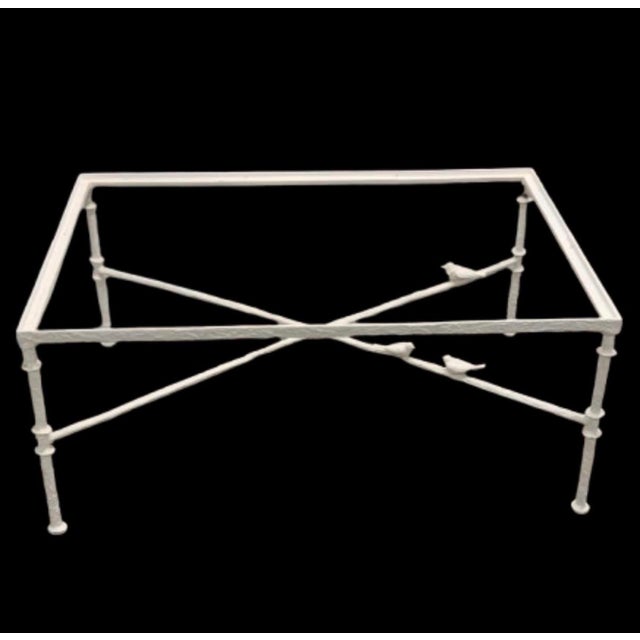 Vintage Bronze Painted White Coffee Table With Birds Attributed to Diego Giacometti For Sale - Image 10 of 12