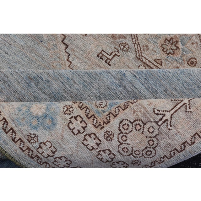 Modern Tabriz Type Rug by Keivan Woven Arts in Soft Blue and Ivory 5'2 X 6'11 For Sale - Image 13 of 14