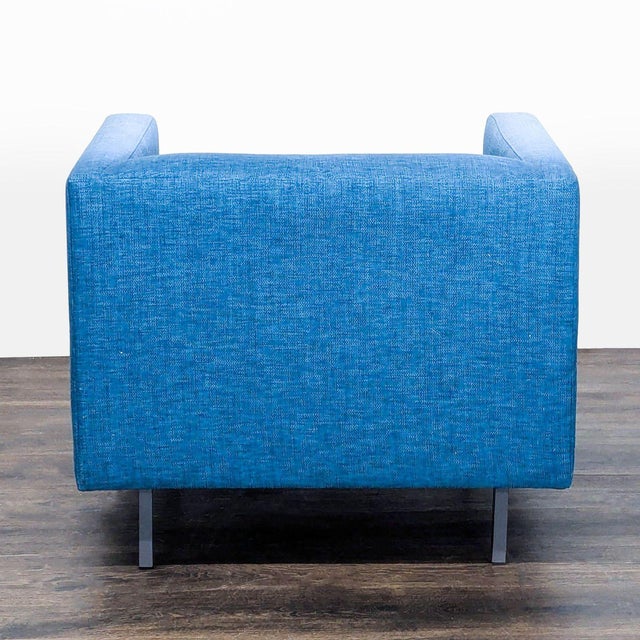 2010s Cb2 Avec Blue Modern Lounge Chair With Metal Legs For Sale - Image 5 of 9