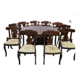 Large 1880's Empire Mahogany Dining Table Set For Sale
