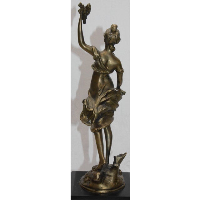 Metal 19th Century Signed French Clock With Bronze Figure For Sale - Image 7 of 9