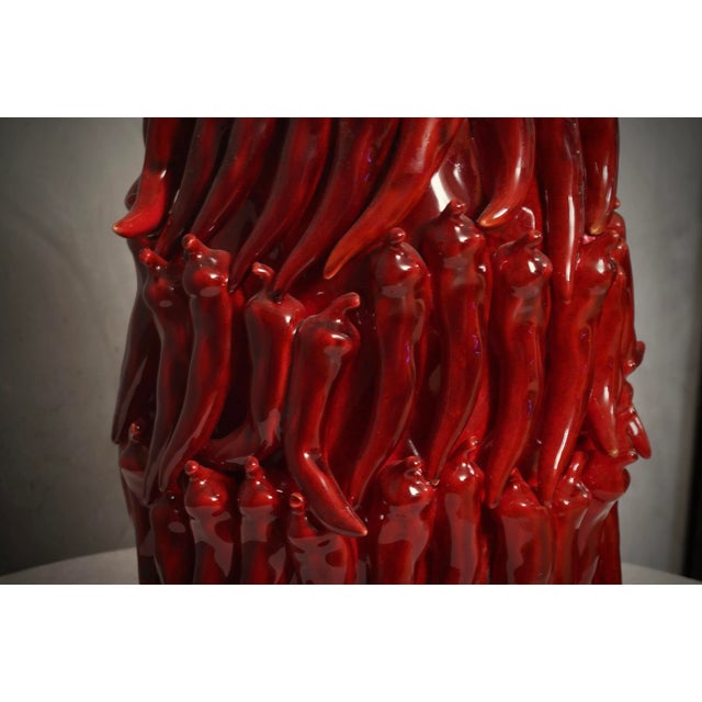 Venetian Round Red Ceramic Vase, 2000s For Sale - Image 4 of 9