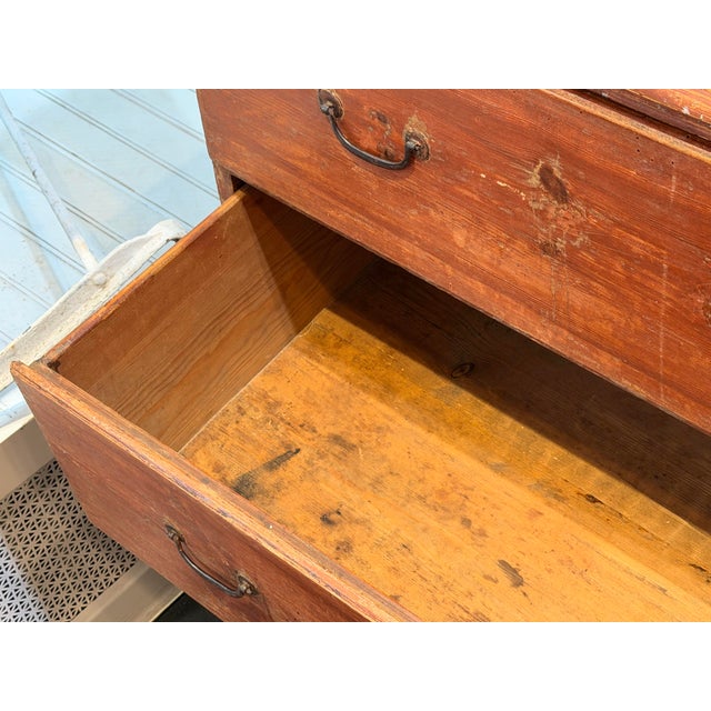 Late 19th Century Late 19th Century Large Pine Chest of Drawers With Orignal Paint For Sale - Image 5 of 10