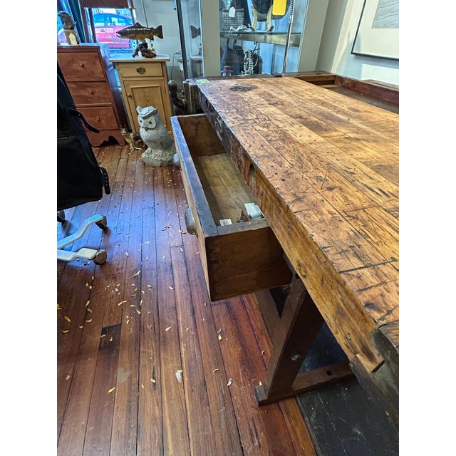 Antique Hammacher Schlemmer Rock Maple Workbench Table For Sale - Image 10 of 12