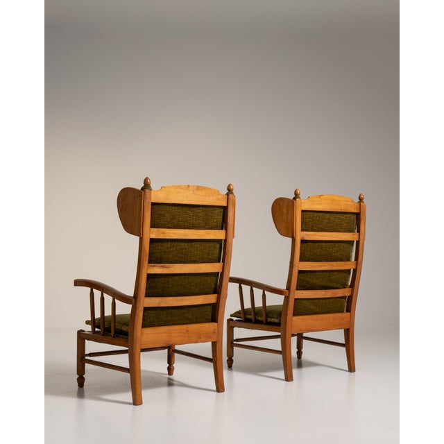 1970s Brown Wood Pair of Lounge Chairs For Sale - Image 15 of 16