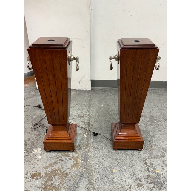 2010s Regency Style Lighted Mahogany Display Pedestals, Pair For Sale - Image 5 of 12