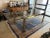 1980s Brass and Glass Dining Table With Integrated Extension Leaf For Sale - Image 4 of 12