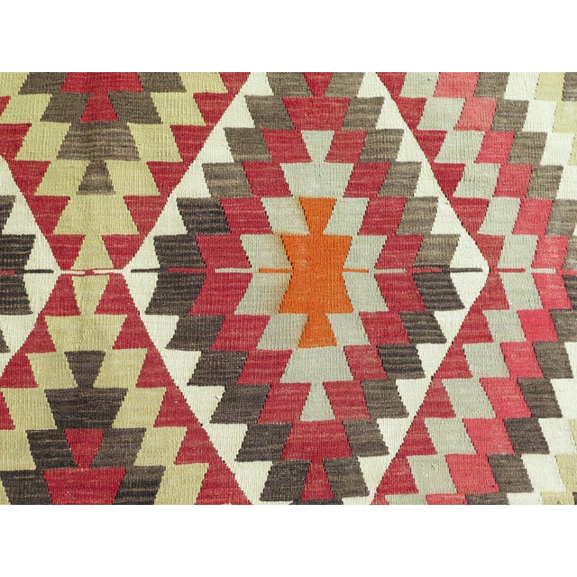 Textile Mid 20th Century Vintage Authentic Turkish Kilim Handmade Boho Area Rug For Sale - Image 7 of 11