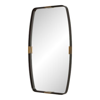 Black and Gold Lipped Frame Mirror For Sale