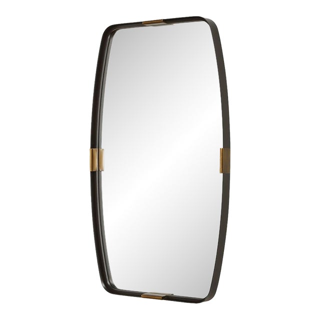 Black and Gold Lipped Frame Mirror For Sale