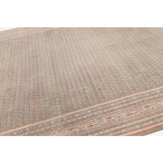 Antique Tabriz Style Wool Rug With Geometric Pattern in Subtle Earth Tones For Sale - Image 10 of 11