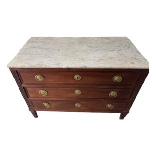 1940s French Louis XVI Style Marble Top Chest For Sale