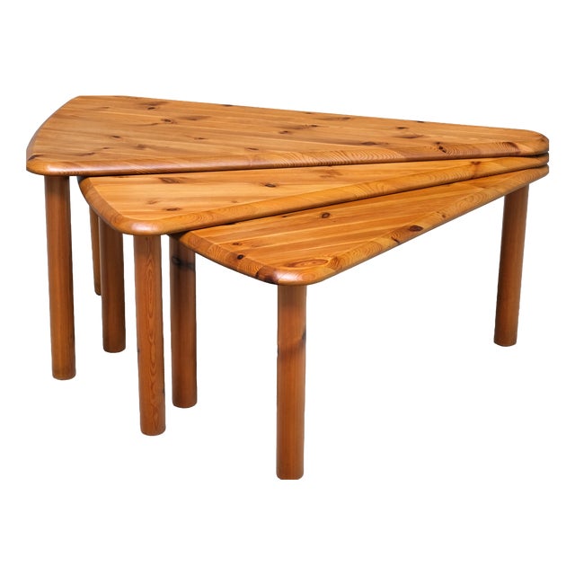 Swedish Modern Modular Fan-Shaped Coffee Table in Pine Wood, 1960s For Sale
