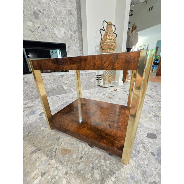 Burl and Golden Brass Tiered Side Table by Century Furniture For Sale - Image 12 of 14