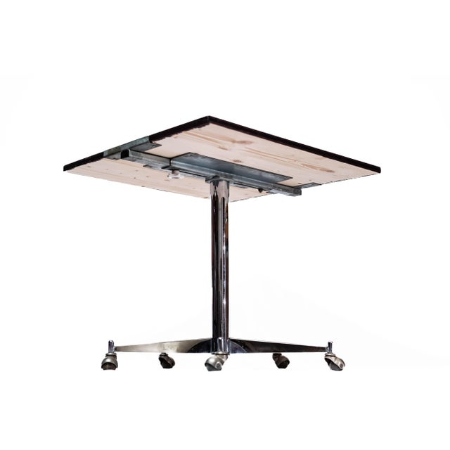 Mid-Century Modern Midcentury Sidetable with Seel-Tube Foot on Wheels For Sale - Image 3 of 7