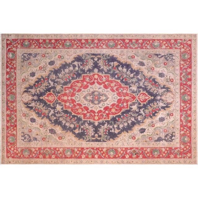 1990's Vintage Blue/Red Wool Rug - 7'10'' X 10'8'' For Sale - Image 9 of 10