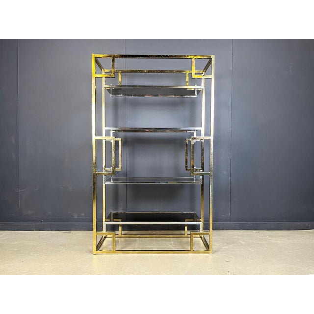 1970s Vintage Brass and Chrome Wall Unit, 1970s For Sale - Image 5 of 14