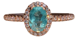 The Alberene: Ladies 14K Rose Gold Pariaba Tourmaline Halo Engagement Ring