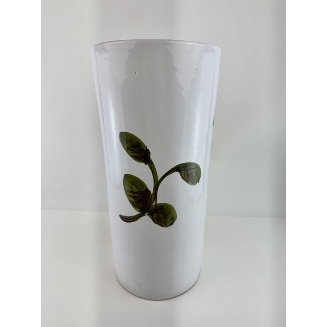 Yellow 1970s Italian Hand-Painted Ceramic Sunflower Umbrella Stand For Sale - Image 8 of 9