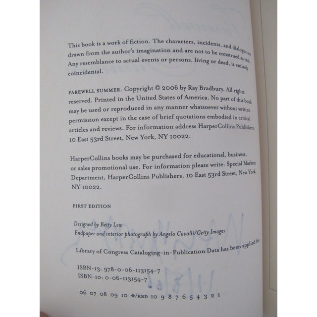 2000 - 2009 Ray Bradbury Signed First Edition 2006 With Coa Hardcover Book Farewell Summer For Sale - Image 5 of 7