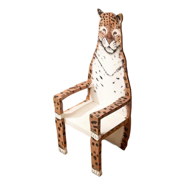 Vintage Hand-Painted Leopard Figural Chair For Sale