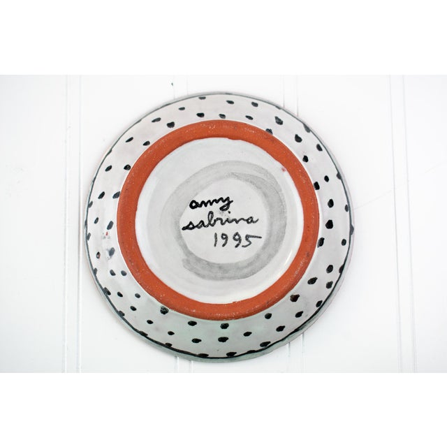 Listed Artist Amy Sabrina, Signed, Dated 1995, Hand-Drawn Whimsical Fish; Shallow Bowl For Sale In Minneapolis - Image 6 of 11
